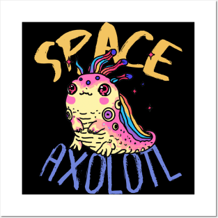 Cute Crazy Psycedelic Space Axolotl Artwork Posters and Art